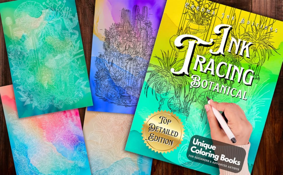 🎨 ️Ink Tracing Coloring Book - For Beginners & Stress Relief(📚Hardcover ...