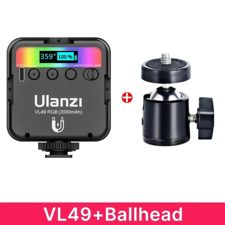 Ulanzi VL49 RGB LED Light Rechargable 2000mAh Fill Lamp for Smarthphone Camera Gopro Tiktok Video Photo Shooting Small Light Kit