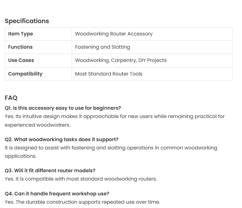 Woodworking Router Accessory