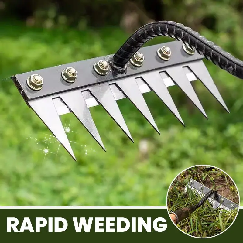Garden Hand Rake Tool Carbon Steel 5/6/7/8 Teeth for Yard, Farm, Soil & Lawn Care