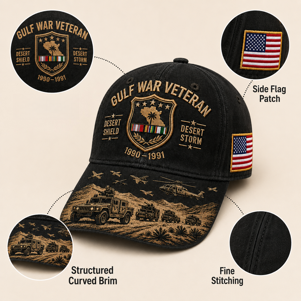 ๐Last Day Promo: 45% OFF! ๐๏ธ Desert Storm Veteran Commemorative Cap โ Gulf War Desert Shield Veteran Hat