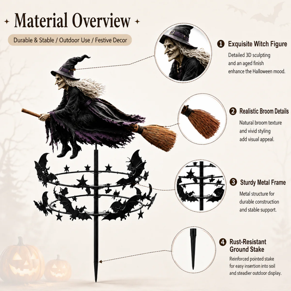Halloween Early Bird Special 🧙 The Enchanted Witch Garden Wind Spinner