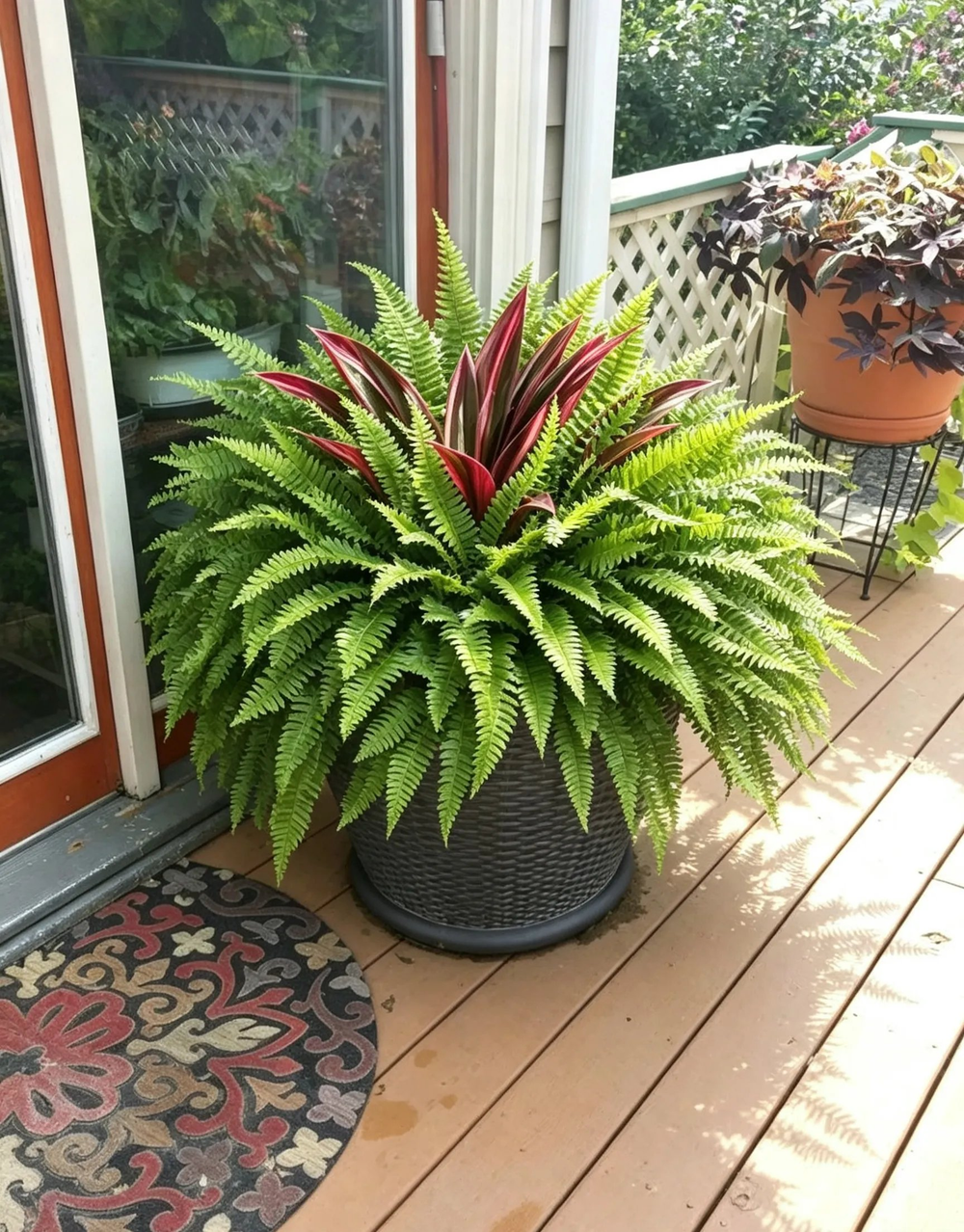 🔥LAST DAY SPECIAL 50% 🌿UV-Resistant Artificial Fern & Red Dracaena Decorative Plants – Full, Lush & Fade-Resistant!